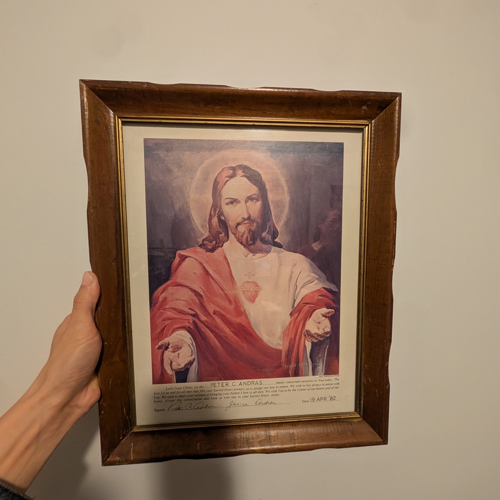 Framed Religious Artwork with Wooden Frame